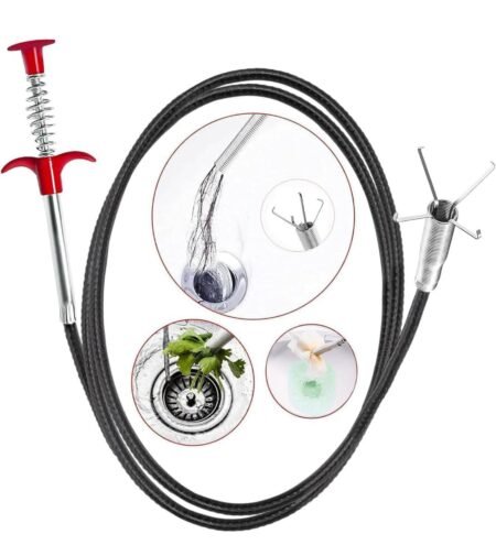 Stainless Steel Hair Catching Drain Sewer Cleaner Spring Wire Sink Pipe Cleaning Stick Drain Plunger Unblocked Kitchen Bath Basin Hair Remover Tool (120 cm) SR_1466
