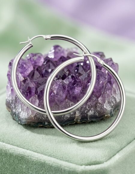 1 Pair Silver Big Hoop Earrings For Women Girls Korean Earrings Western hoop earrings SR_56898